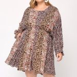 Print Mixed Dolman Sleeve Dress With Side Pockets