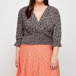 Plus Size, Ditsy Floral Print Blouse Top