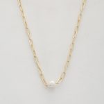 Pearl Bead Oval Link Necklace