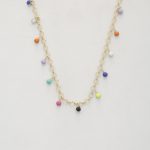 Beaded Circle Link Metal Necklace