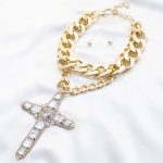 Oversize Cross Curb Link Layered Necklace