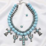 Rodeo Western Cross Pendant Beaded Layered Necklace