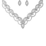 Rhinestone Teardrop V Shape Necklace And Earring Set