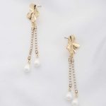 Orgainc Shape Rhinestone Pearl Dangle Earring