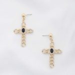 Cross Curb Link Dangle Earring