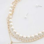 Teardrop Crystal Pearl Bead Layered Necklace