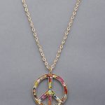 Peace Sign Floral Pattern Pendant Necklace