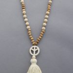 Peace Sign Pendant Tassel Beaded Necklace
