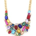 Teardrop Rectangle Shape Rhinestone Statement Necklace