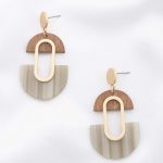 Wood Acetate Oval Dangle Earring