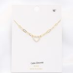 Open Heart Pendant Necklace With Crystals