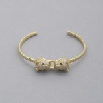 Double Leopard Head Metal Bangle Bracelet