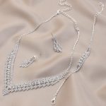 V Shape Rhinestone Bridal Bracelet Necklace Set
