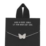Old Rhodium Dipped Butterfly Pendant Bracelet