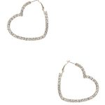 Rhinestone 5mm Side Crystal Heart Hoop Earring