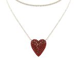 Rhinestone Heart Choker And Necklace Set
