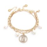 Greek Pattern Coin Oval Link Bracelet Set