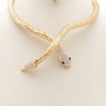 Snake Rhinestone Head Metal Necklace