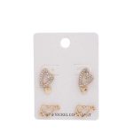 Slanted Rhinestone Heart Earring Set