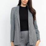Houndstooth Notch Seamed Blazer