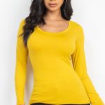 Scoop Neck Solid Long Sleeve Cozy Top