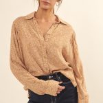 Collared Neckline Floral-Print Shirt