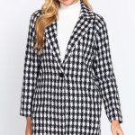 Long Slv One Button Jacquard Jacket