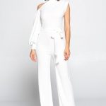 One Shoulder Solid Print Jumpsuit