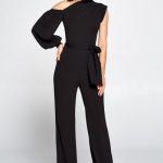 One Shoulder Solid Print Jumpsuit