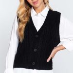 V-Neck Cable Sweater Vest Cardigan
