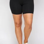 Solid Biker High-Waisted Shorts With Elastic Waist