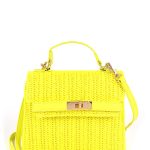 Faux Straw Top Handle Clutch