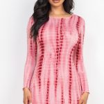 Tie-Dye Printed Lettuce Trim Bodycon Dress