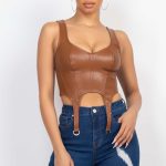 D-Ring Sweetheart Bustier Leather Top