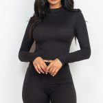 Mock Neck Top & Biker Shorts Set