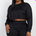 Plus Size Cozy Crop Top And Shorts Set