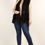 Plus Size Faux Fur Vest Jacket With Open Front, Hi-Lo Hem, And Pockets
