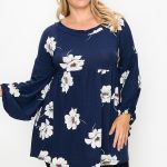 Floral, Bubble Sleeve Tunic Top