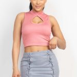 Mock Keyhole-Front Crop Top