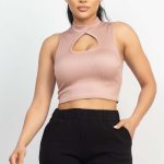 Mock Keyhole-Front Crop Top