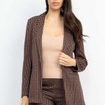 Houndstooth Notch Seamed Blazer