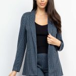 Houndstooth Notch Seamed Blazer