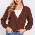 Long Slv V-Neck Sweater Cardigan