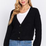 Long Slv V-Neck Sweater Cardigan