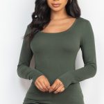 Scoop Neck Solid Long Sleeve Cozy Top